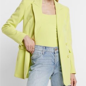 Express Double Breasted Hourglass Blazer size 4 in Lemon yellow color NWT